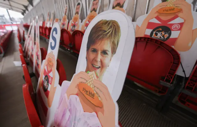 Nicola Sturgeon cut-out in the Accies stand