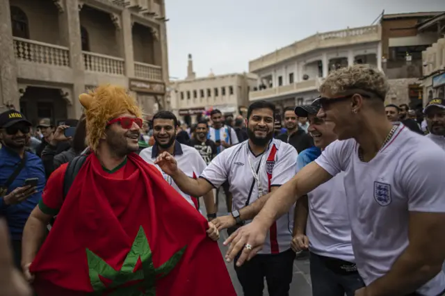 England and Morocco fans