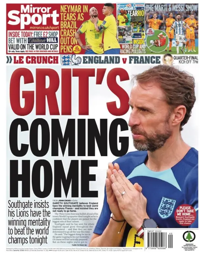 Grit's coming home: Mirror