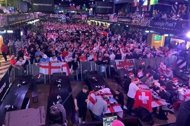 Hundreds of England fans fill Boxpark Wembley