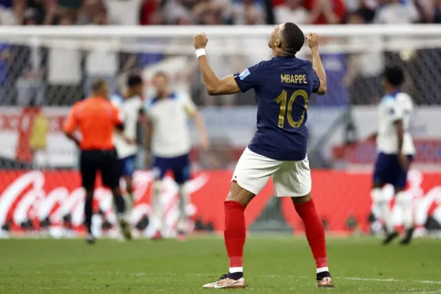 Kylian Mbappe celebrates