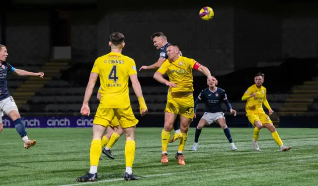 Raith Rovers' Lewis Vaughan heads his side level