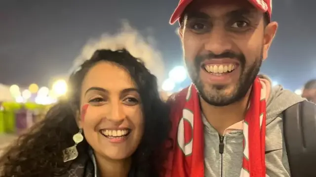 Moroccan fans Zineb Aklikim and Aziz Benyahya at the World Cup