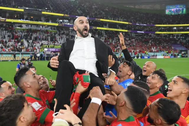 Morocco celebrate beating Portugal