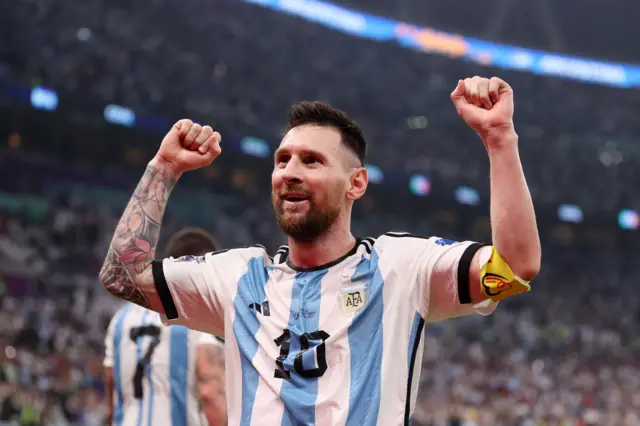 Lionel Messi celebrates