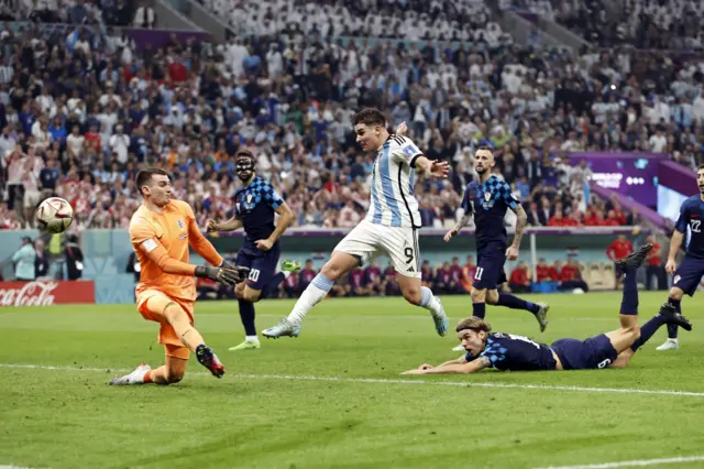 Julian Alvarez doubles Argentina's advantage against Croatia