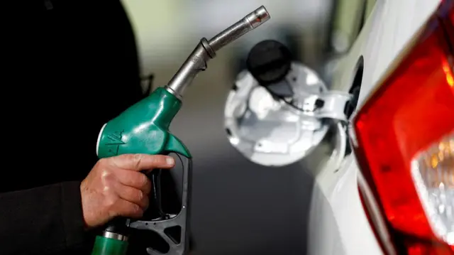 Person holding a petrol pump