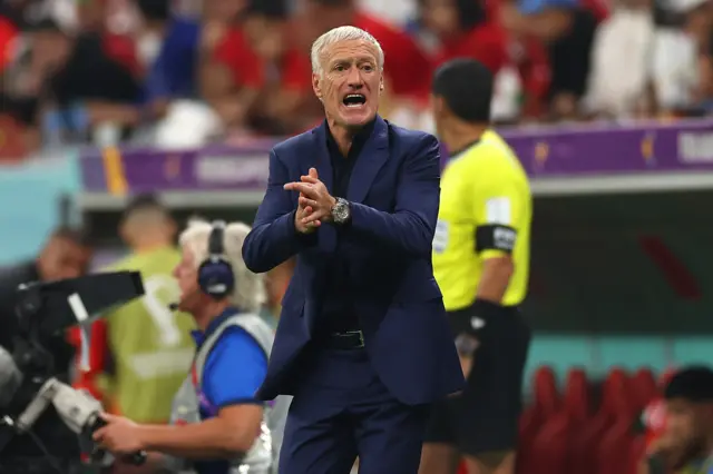 France manager Didier Deschamps bellows instructions and encouragement