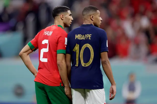 Archaf Hakimi and Kylian Mbappe