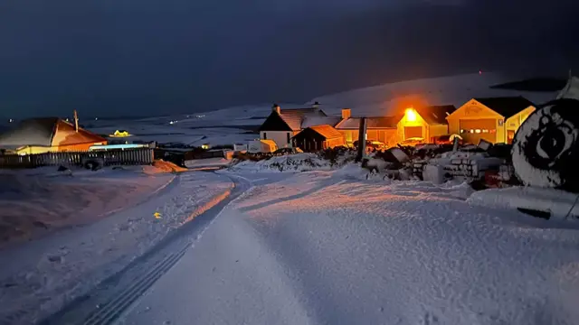 BBC Weather Watcher AndyMoe2101 sent us this picture of a snow day in Scousburgh, Shetland