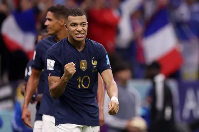 Kylian Mbappe celebrates