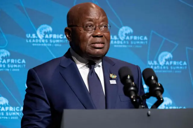 President Nana Akufo-Addo of Ghana speaks during the African Diaspora Young Leaders Forum on the sidelines of the US-Africa Leaders Summit at the Smithsonian National Museum of African American History and Culture in Washington, DC, on December 13, 2022.