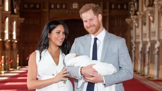 Harry and Meghan with their son Archie