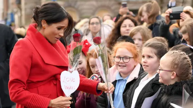 Meghan on royal walkabout in 2019 in Merseyside