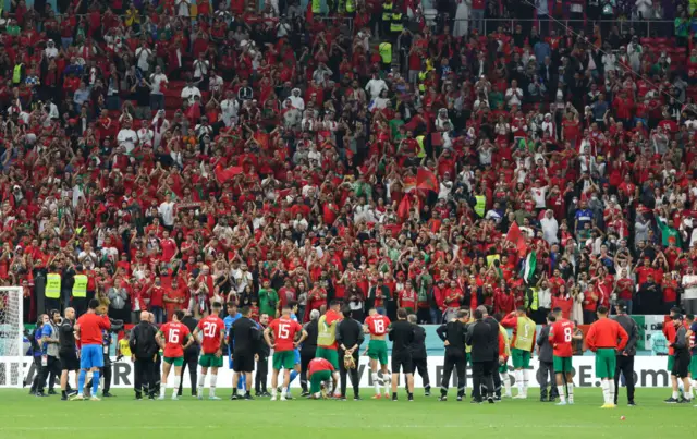 Players of Morocco thank their supporters