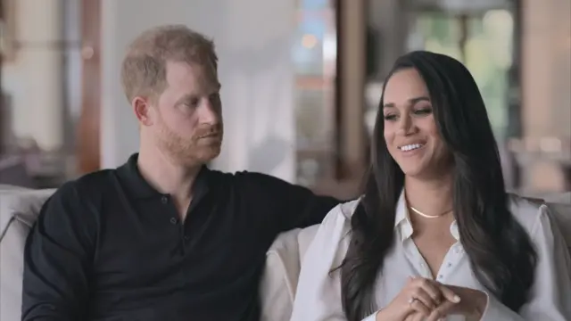 Harry and Meghan speak during their Netflix programme