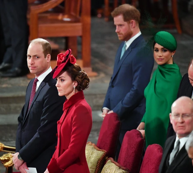 The then Cambridges and Sussexes at the Commonwealth Day service in 2020