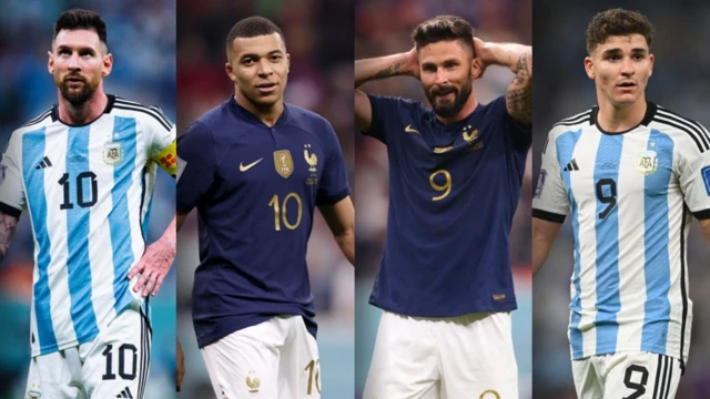 Lionel Messi, Kylian Mbappe, Olivier Giroud, Julian Alvarez