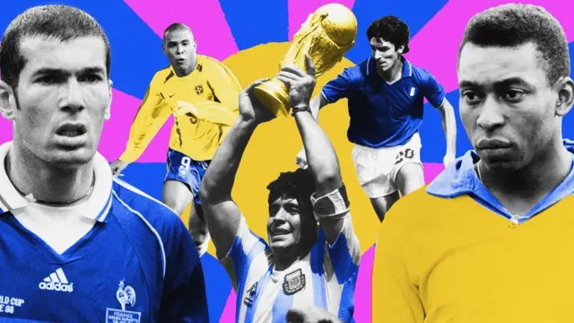 Zinedine Zidane, Ronaldo, Diego Maradona, Paolo Rossi and Pele