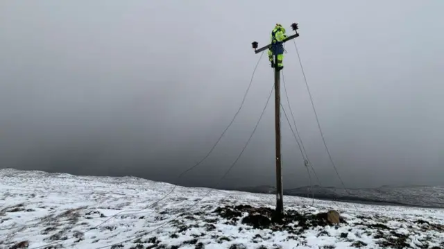 An engineer tries to restore power in Shetland