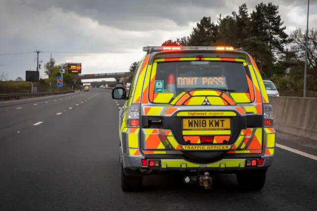 National Highways vehicle on a motorway