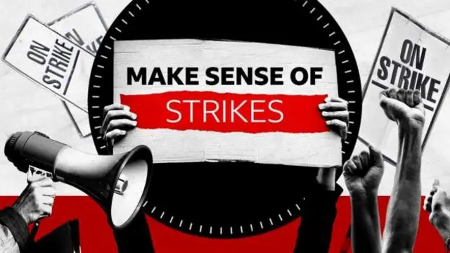 Graphic which says "make sense of strikes"