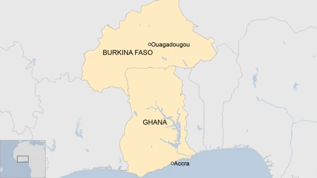 A map of Ghana and Burkina Faso