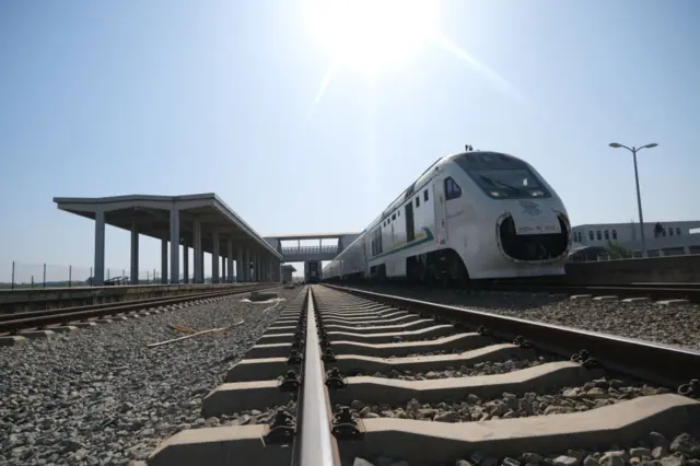 A view of the Nigerian Railway Corporation train at the Idu Railway Station during the resumption of Abuja-Kaduna train railway operations in Abuja,