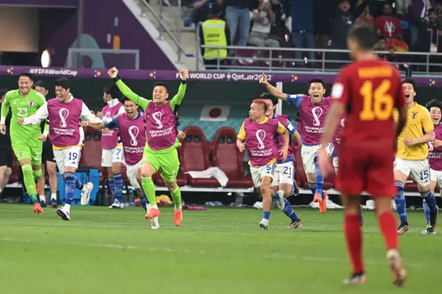 Players of Japan celebrate