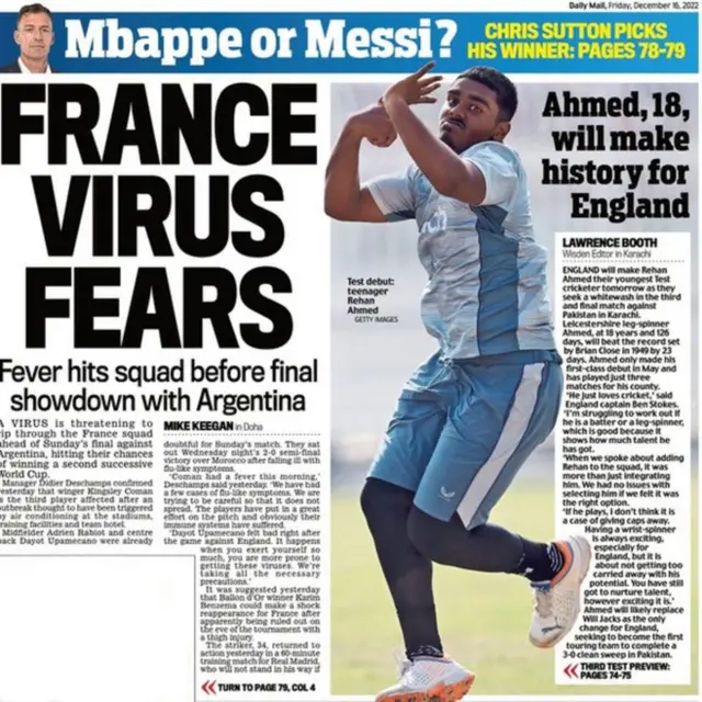 Daily Mail back page Friday 18 December