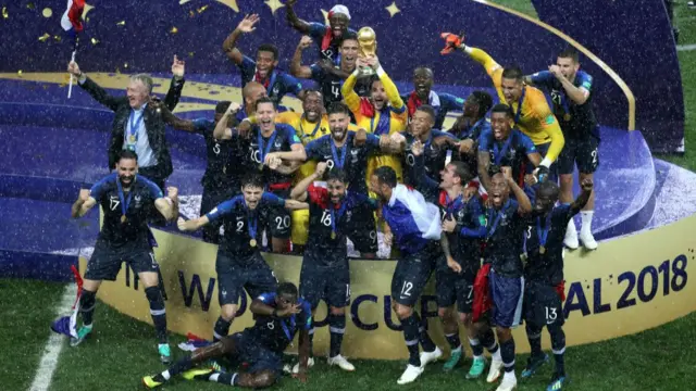 France celebrate with the World Cup in 2018