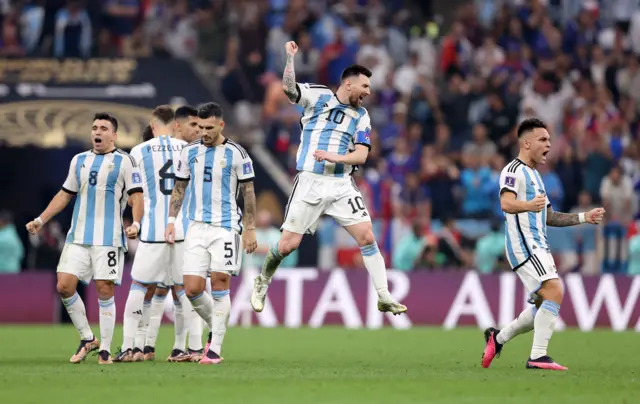 Lionel Messi celebrates winning the 2022 World Cup