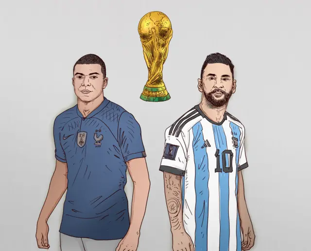 Kylian Mbappe and Lionel Messi artistic drawing graphic