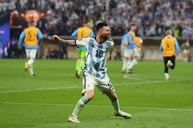 Lionel Messi celebrates