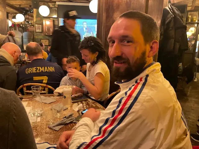 A France fan in Paris during the 2022 World Cup final