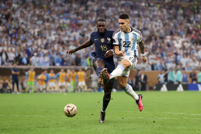 Lautaro Martinez is denied Dayot Upamecano