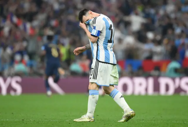 Lionel Messi looks dejected