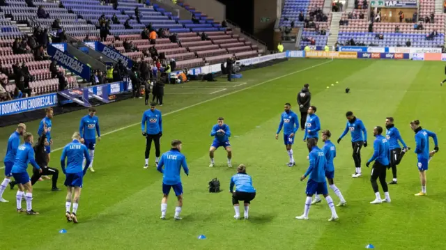 Wigan warm up