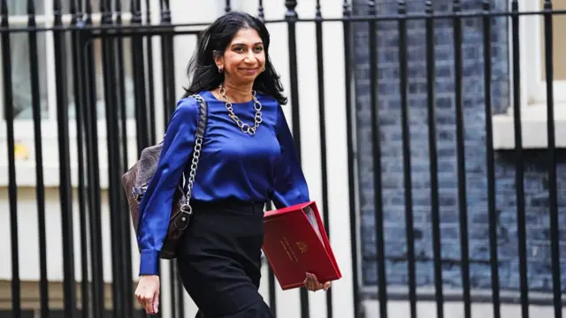 Home Secretary Suella Braverman arriving in Downing Street, London.