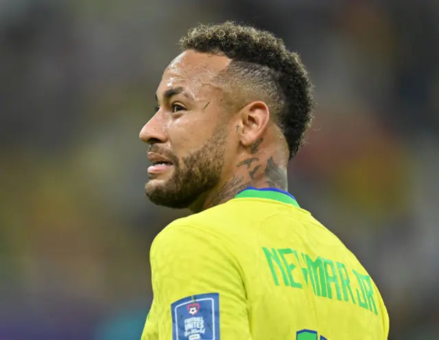 Brazil forward Neymar in FIFA World Cup match v Serbia