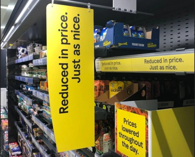 Brighter stickers on reduced items in Tesco