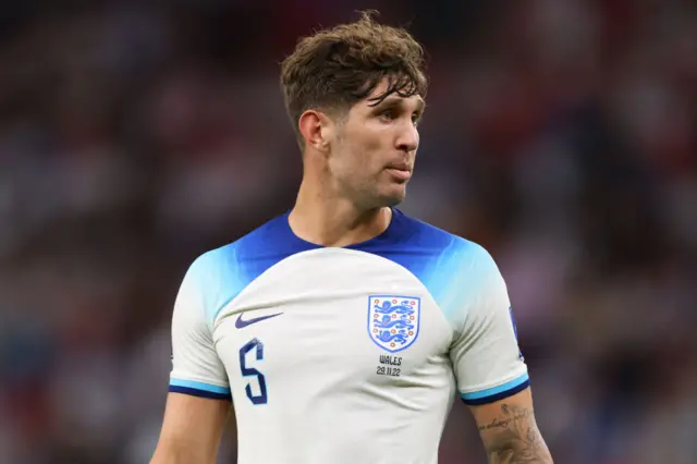 John Stones of England during the FIFA World Cup Qatar 2022 Group B match between Wales and England at Ahmad Bin Ali Stadium on November 29, 2022 in Doha, Qatar