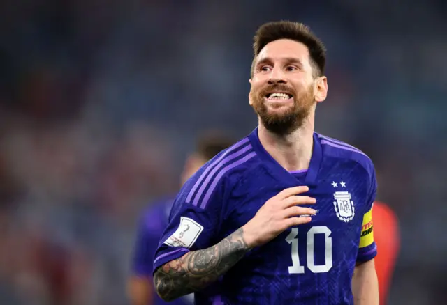 Argentina's Lionel Messi in FIFA World Cup group match v Poland