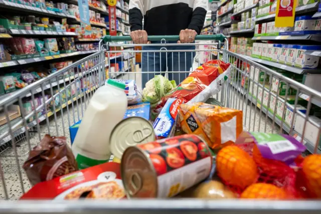 A trolley full of food