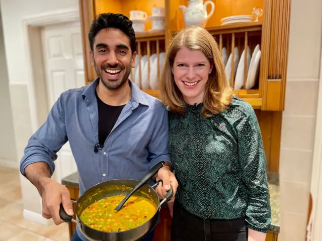 Colletta Smith and Dr Rupy Aujla with their homemade curry