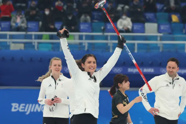 Eve Muirhead celebrates curling gold medal at Winter Olympics