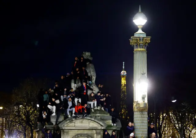 France fans gather at the Place de la Concorde square in Paris