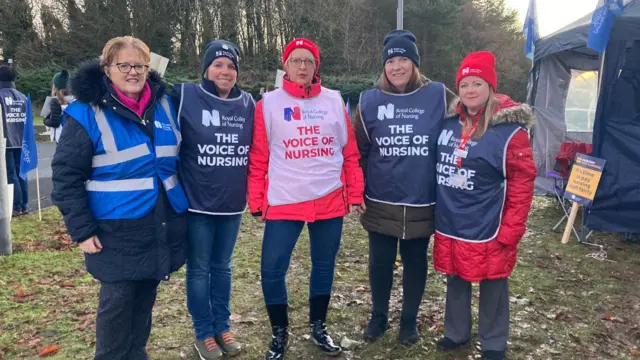 Nurses in picket line near Antrim Area Hospital