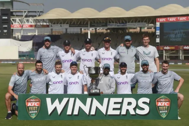 England posing with the trophy