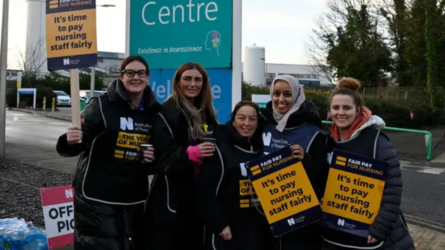 Nurses on the picket line outside the Walton Centre in Liverpool